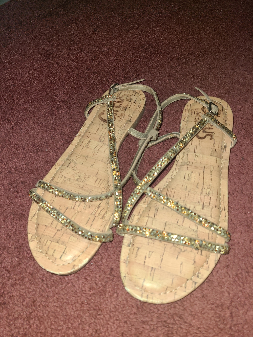 Circus by Sam Edelman Sparkling Beige/Tan Jeweled Strappy Sandals